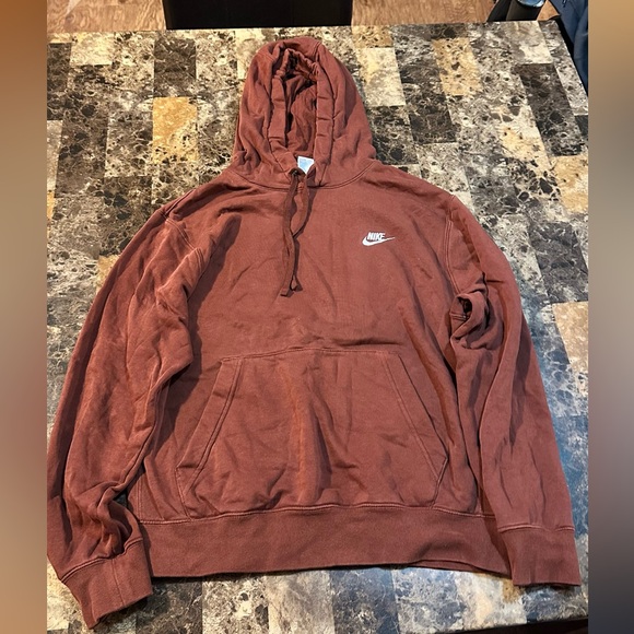 Nike Men's Rust Brown/ Maroon Hoodie Sweatshirt Pull over Large with pocket - Picture 1 of 6